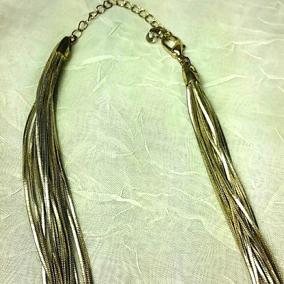 Necklace 34" Multiple Strand Gold Plated Snake Chain Glamorous Mobwife EUC - Picture 5 of 8